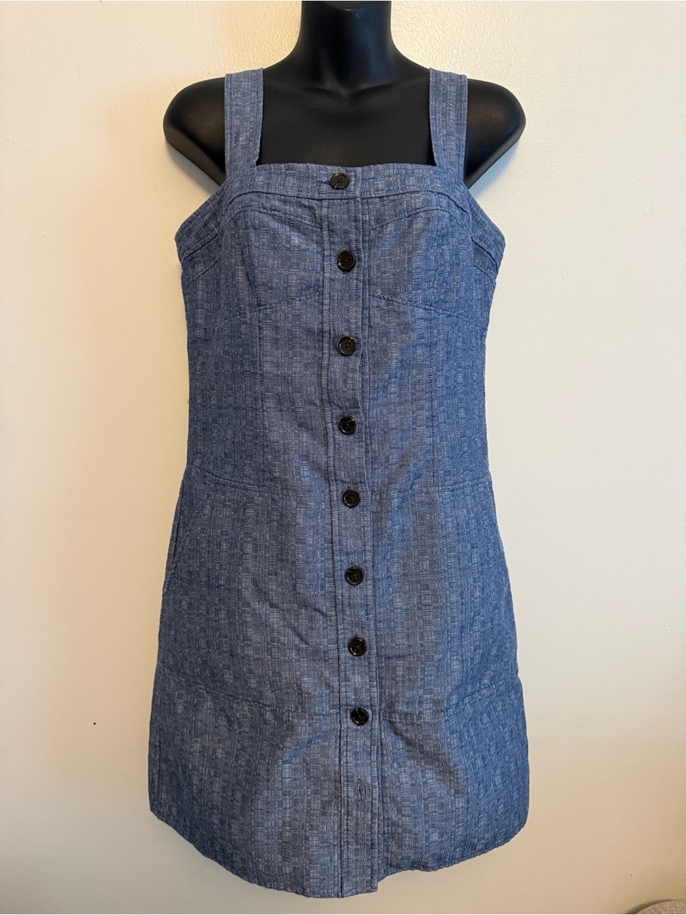 Derek Lam Chambray sleeveless button down Blue denim pocket dress  size 6